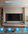 HITOO 8 Inch Square Recessed Ceiling Light, 3CCT, Dimmable, White, 2 Pack in modern living room with smooth dimming feature.