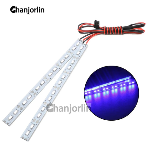 24 LED Aluminum RC Car Chassis Light Strip For 1 8th 1 10th 1 16th Scale Trucks And Buggies, blue lights with red wires