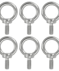 Six Pack 1/4-20 UNC Lifting Eye Bolts Set, 316 Stainless Marine Grade Eye Bolts With Threaded Rings For Lifting, Hanging, Tie Down Use, Heavy Duty Silver