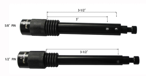 Two Hitch Pin Lock Set For One Half And Five Eighth Inch Receivers With One Shared Keyed Alike Lock Anti Theft Weatherproof Trailer Hitch Lock For Class I Through V Easy To Use And Built Tough showing pin measurements.