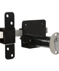 Long Throw Gate Lock For Sheds And Fences With Euro Profile Keyed Both Sides, 316 Stainless Steel Black Finish visible