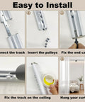 Ultra Thin Aluminum Ceiling Curtain Track System For Inward Opening Windows, Quiet, Low Profile Drape Rail With Self Adhesive Sliding Rail Set, 3.3 Ft, Minimal Light Leakage, Easy Install, Sleek Modern Window Treatment installation steps