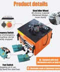 Built Tough Electric Rebar Bender Crushes 6 To 25 Millimeter Steel Bars With Ridiculously Fast 0 To 180 Degree Adjustments Plus Super Quick 110 Volt Bench Top Setup Featuring Nifty Foot Pedal Control, featuring emergency switch and foot pedal.