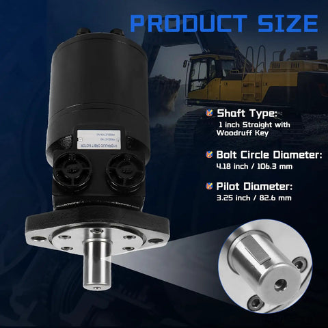 Heavy Duty 101-1032-009 Hydraulic Motor Swap Fits Char-Lynn H Series with bolt circle and pilot diameter details.