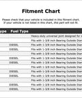 Fitment chart for Premium Universal Joint Replacement For Chevy Silverado 2500 HD Years 7 Through 13 Fits Rear Axle Center Bearing Driveshaft Support Transmission High OE Quality Performance, 1-3/8 inch bearing OD