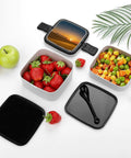 Desert Camel Silhouette Bento Box For Adults 1000ml Double Layer Leakproof Lunch Box open with strawberries and mixed vegetables