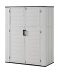 61 Cu Ft Outdoor Storage Shed With 56 Inch Wide Design, Waterproof Resin Cabinet With Floor, front view, white