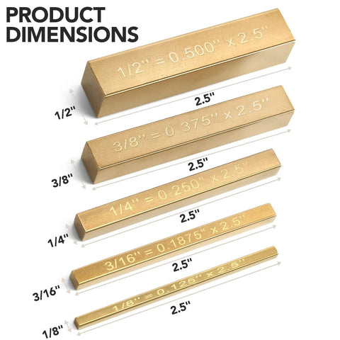 Solid Brass Setup Blocks Height Gauge Set Of Five with laser marked readouts displaying dimensions for accurate table saw and router alignments.