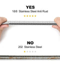 Comparison of 18/8 stainless steel and 202 steel in Extra Long 90 Inch Shower Hose With Brushed Chrome Finish, Lightweight Flexible Stainless Steel Handheld Hose With Brass Inner Core, Double Lock Design, Waterproof Washer, No Kinking, Easy Install With Included Washers.