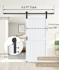 Sliding Barn Door Hardware Kit 6.6 Ft Heavy Duty for Smooth Quiet Operation shown installed over white door