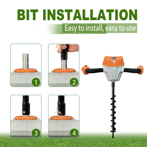 Post Hole Digger Auger Bit With 2 Inch Diameter And 31.5 Inch Length installation guide and auger view