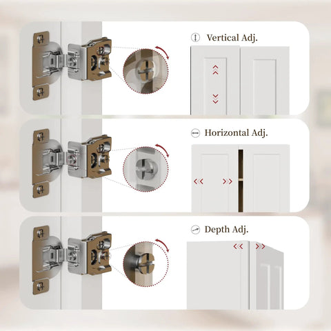 Close-up of adjustment mechanisms on wall mounted laundry room cabinet with doors and shelves white shaker finish solid wood RTA medicine storage cabinet 24W 30H 12D inches space saving for kitchen bathroom and garage.