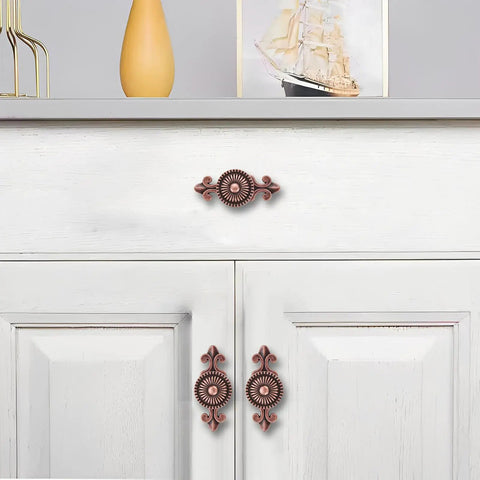 Antique Copper Cabinet Knobs Set Of Four Heavy Duty Mushroom Drawer Knobs With Backplates for dresser drawer