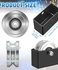 4-Inch V-Groove Gate Wheel Set With Welded Bracket Box Heavy Duty Sliding Inverted Track Gates Rollers For Up To 3000 Lbs Capacity