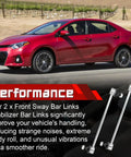 2 Pack Front Stabilizer Sway Bar Links For 2003 To 2019 Corolla, 2003 To 2014 Matrix, 2001 To 2009 Prius, shown beside red Corolla