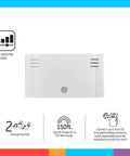 Front view of wireless doorbell kit with battery operated receiver and push button, easy install, 4 volume levels, mountable white chime.