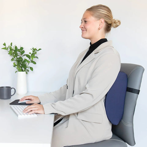 Premium Ergonomic Lumbar Support Cushion For Office Chair And Car Seats Provides Superior Lower Back Pain Relief shapes to spine.