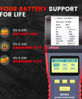 BST500 Car Battery Tester With Printer For 12V And 24V Rigs, Auto Battery Load Tester And Cranking Charging System Analyzer, Printed Diagnostic Reports For Cars, Trucks, SUVs, Motorcycles, RVs And More, handheld plastic unit