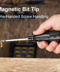3.6V Cordless Screwdriver With Ultra Strong Magnetic Bit in hand, showing manual and auto controls