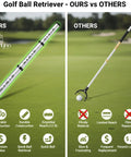 Comparison of our Golf Ball Retriever And Picker Upper Tube With Carry Bag For No Bending Upright Pickup and another product on grass