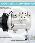 Heavy Duty AC Compressor For 2005 To 07 Honda Odyssey Accord Pilot Crank Fits Acura MdX Tl OEM 38810RCCA01 CO 10736C side view with connector.