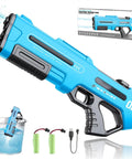 Ultimate Water Blaster Gun With Automatic Reload And Three Shooting Modes for Epic Summer Water Fights, blue and black design shown with accessories.