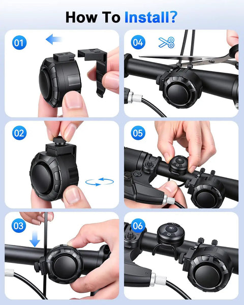 Wireless Bike Horn With Remote Control 120dB Loud As Heck Electric Bicycle Bell With 6 Sound Modes IPX5 Type C Charging Perfect For Adults Bikes EBikes And Scooters