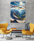 Soaring Gliders Over Majestic Mountain Landscape Wall Art For Living Room And Bedroom Epic Vibe Premium Poster Or Ready To Hang Canvas Framed Print With Versatile Home Decor That Captures Serene Skies And Wide Open Peaks.