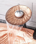 Artistic Bathroom Vessel Sink Shell Shaped Crystal Glass Wash Bowl Sink Counter Top Installation with waterfall faucet design.