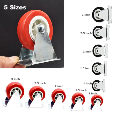 1.5 Inch Rigid No Swivel Plate Caster Wheels For Furniture And Workbenches Hard Rubber Wheels size comparison with other sizes