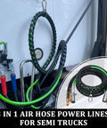 12ft 3 In 1 ABS Power Air Line Hose with Glad Hands and 4 Glad Hand Seals for tractor trailer semi truck displayed