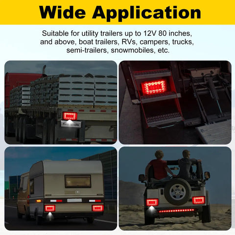 6 Inch Boat Trailer Lights Kit Submersible LED Rectangle Stop Turn Tail Lights With Marker Lights License Plate Light