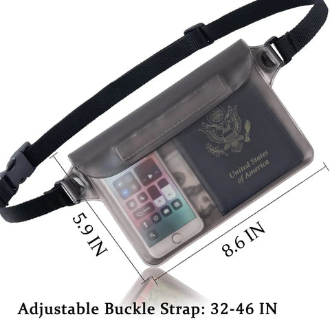 2 Pack Waterproof Phone Pouch With Adjustable Waist Strap For Swimming Kayaking Boating Fishing Beach Diving Touch Screen Dry Bag