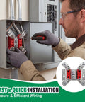 No Nonsense 200 Amp Single Phase Meter Socket Terminal Block Replacement Kit For 240 Volt Four Jaw Electric Meter Base installation being performed.