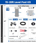 Diagram of Side Mount Cable Railing Kit for Decks 15 To 20 Feet Adjustable Length 42 Inch Posts Four Level Post Set