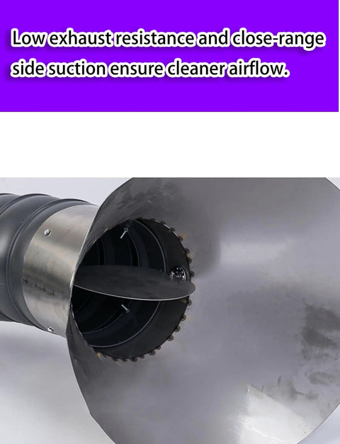 Heavy Duty 360 Degree Flexible Fume Extractor Arm With One Meter Soldering And Welding Smoke Extraction Hose showing stainless steel nozzle details.