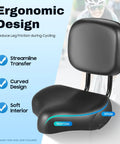 Extra Wide Bike Seat With Integrated Backrest For Electric Bikes Comfy Plush Ergonomic Saddle Upgrade For Long Rides And Daily Commuting For City Streets And All Day Comfort, black padded seat with backrest