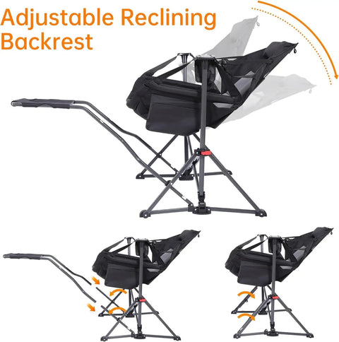 Ultimate Outdoor Hammock Chair With Removable Footrest And Stand, Portable Rocking Swing Seat in reclining positions