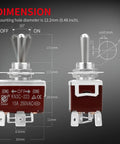 Waterproof 12V DPDT Reverse Polarity Toggle Switch Momentary On Off On 3 Position 4 Pin 30A DC Motor Control For RV Power Jack Replacement Heavy Duty 4 Pin Wired 1 Piece with 12.2mm mount dimensions