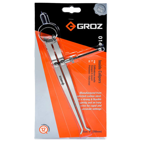 8 Inch Inside Caliper With 200mm Capacity Built From Pro Grade Selected Steel, Solid Adjusting Nut And Roller Pivot For Precise Bore