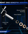 Front End King Pins Repair Kit For 2003.5 Up Precedent Gas And Electric Golf Carts with bushings, wave washer, hex nut visible