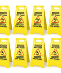 8 Pack Caution Wet Floor Signs, 17.5 Inch Yellow Safety Warning Signs For High Traffic Areas arranged in a grid formation