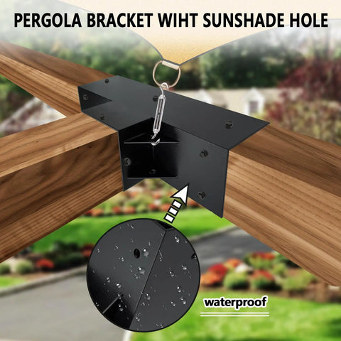 Three Way T Shape Pergola Bracket Kit With Screws For 3.5 Inch Square 4x4 Wood Beams Fit Patio Gazebo Log Cabin Hardware Heavy Duty Steel Rust Resistant Matte Black Finish