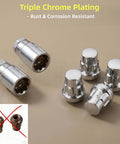 Honda Wheel Lock Kit 6 Piece M12x1.5 Anti Theft Lug Nuts With 2 Keys chrome plated for Honda Factory Wheels