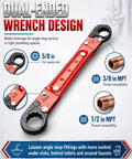 Knockout Compression Valve Removal Tool And Angle Stop Wrench Kit With Wall Protector Pads For Smooth Shutoff Valve Replacement and dual-ended wrench for plumbing.