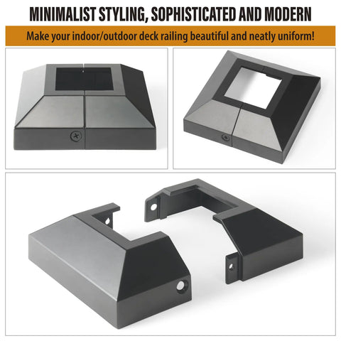 Heavy Duty 8 Pack 2X2 Aluminum Deck Post Base Covers With Slick Matte Black Finish Built Like A Tank Rustproof Skirts With Minimalist Design.
