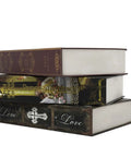 Side view of three Hidden Safe Book Lookin Real Like A Classic Book With Combination Lock Stash Box 8.7 By 6 By 2 Inches Chinese Style