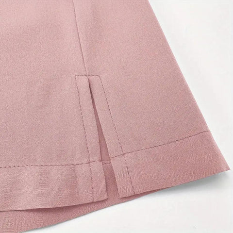 Pink fabric detail of V Neck Quick Dry Scrub Set For Beauty Salons And Pet Shops Pink XL 3 Piece Workwear Top