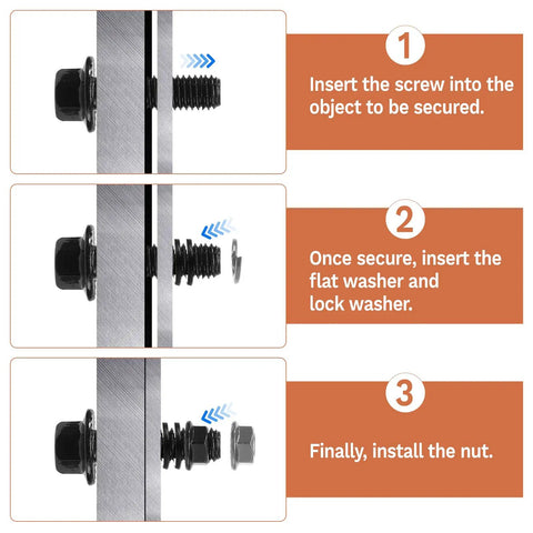 Step-by-step assembly guide for All In One Flange Bolt Set With 384 Piece Metric Assortment M6x1.0 M8x1.25 M10x1.5 Bolts.