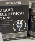 Black Liquid Electrical Tape 2 Pack: Waterproof Insulation Coating For Wires, displayed on a desk next to stationery.